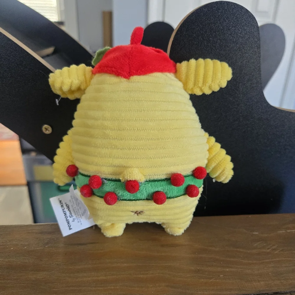 Yellow Sanrio Plush Pompompurin Dog with Holiday Hat